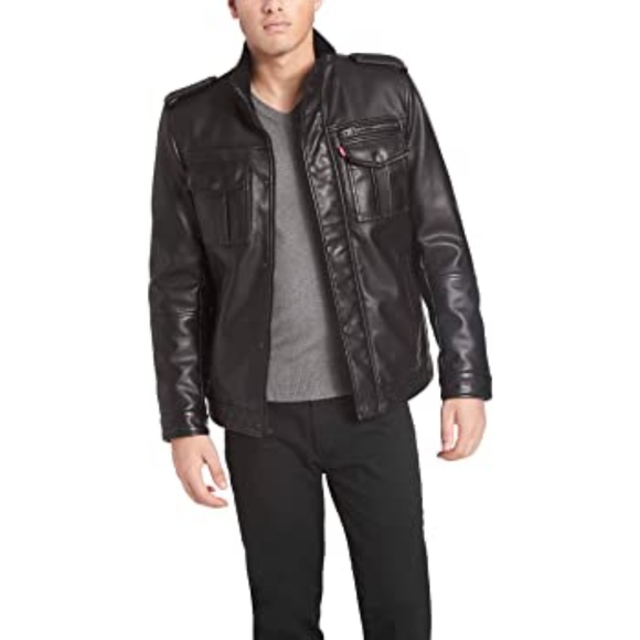 LEVI'S MEN TRUCKER FAUX LEATHER JACKET - Picture 2 of 12